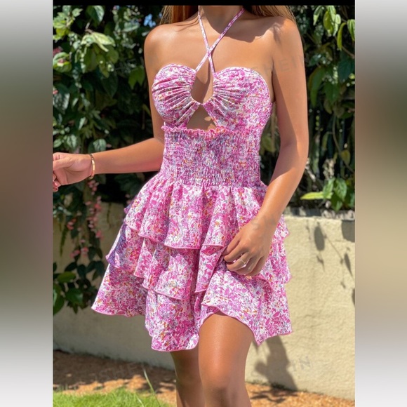 SHEIN Dresses & Skirts - Ditsy Floral Print Shirred Crisscross Back
